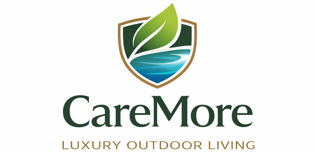 CareMore landscaping design with greenery and water feature.